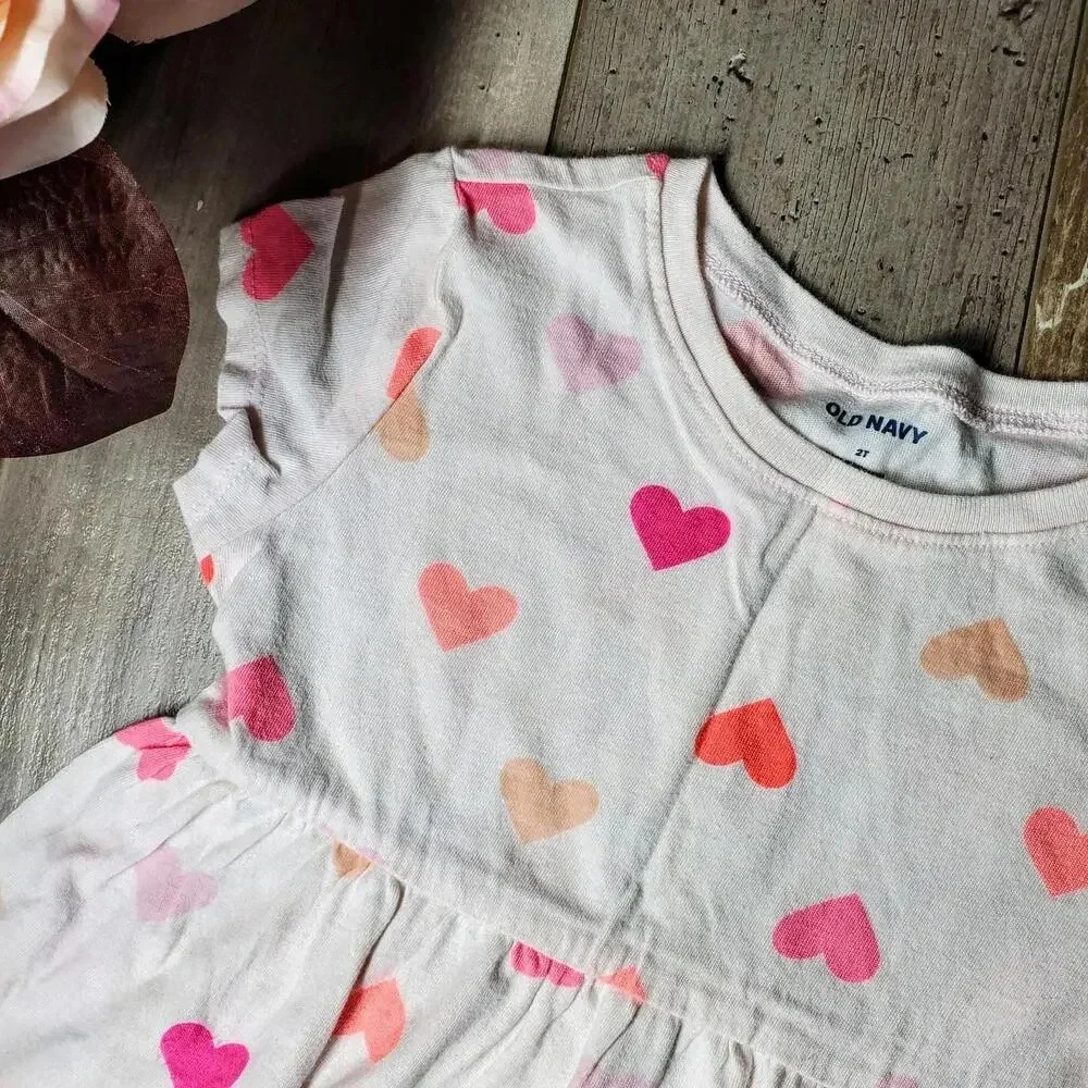 Old Navy Fit & Flare Jersey Dress for Toddler Girls Size 2T Hearts